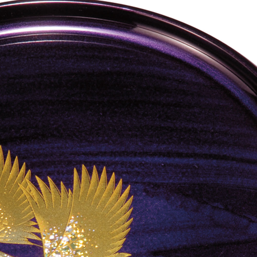 みよし漆器本舗 紀州塗り お盆 トレー 10寸 30cm 丸盆 紫雲杢 雅鶴 金