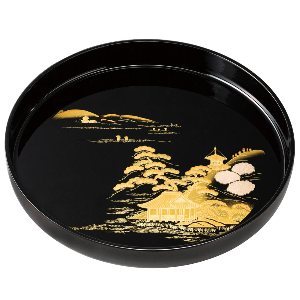 【ラッピング不可】 紀州塗り みよし漆器本舗 お盆 紀の 黒 丸盆 32.5cm 11寸 トレー 工芸品
