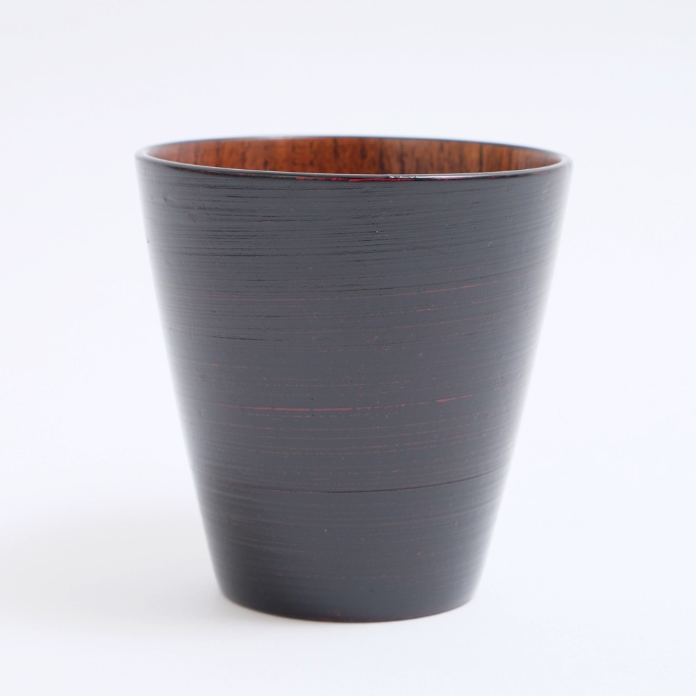 リビングモチーフ　越前漆器　凛　ブラック高脚椀フリーカップ2個セット ロックカップ らせん 赤/黒 木製 漆塗り FC13-7/9 漆器の井助