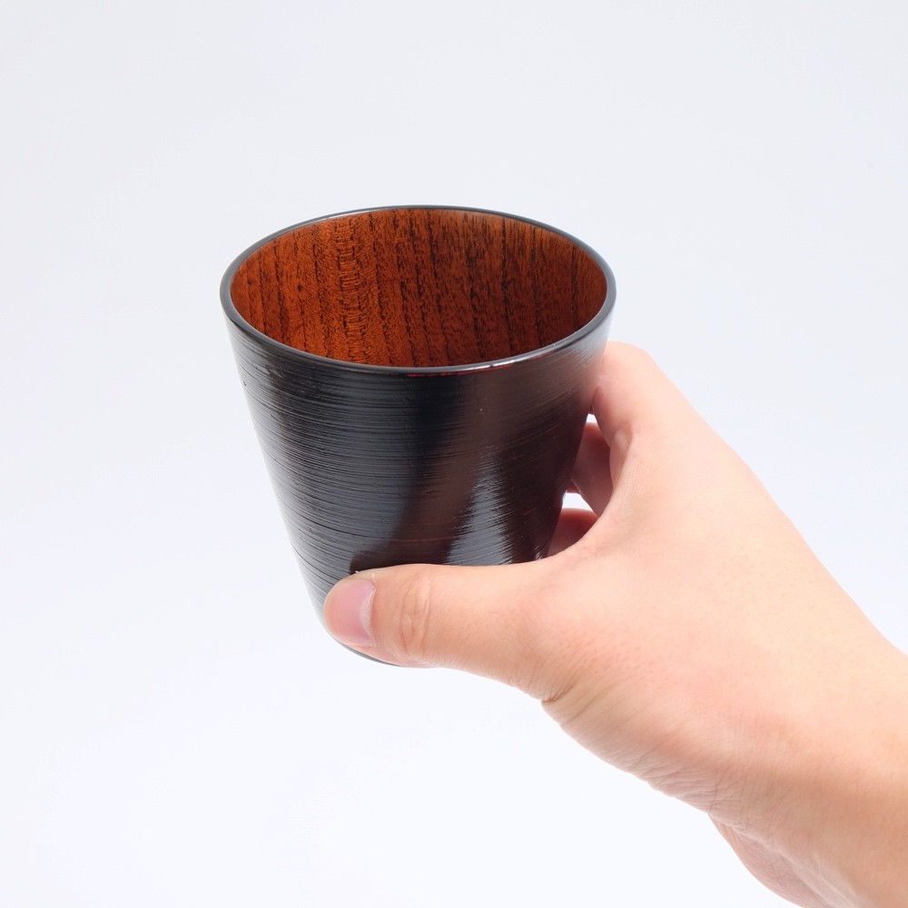 87.5 漆天然木フリーカップ ペア φ8.1cm×6.7cm 天然木/漆（日本