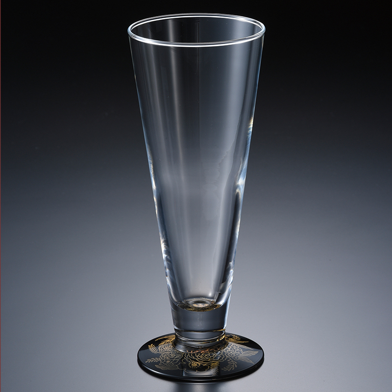 骨董　時代ガラス　希少　花象嵌　反り口　ビアグラス　ピルスナー　コップ みよし漆器本舗 【クーポン有】 紀州塗り ぬりもん de Verre