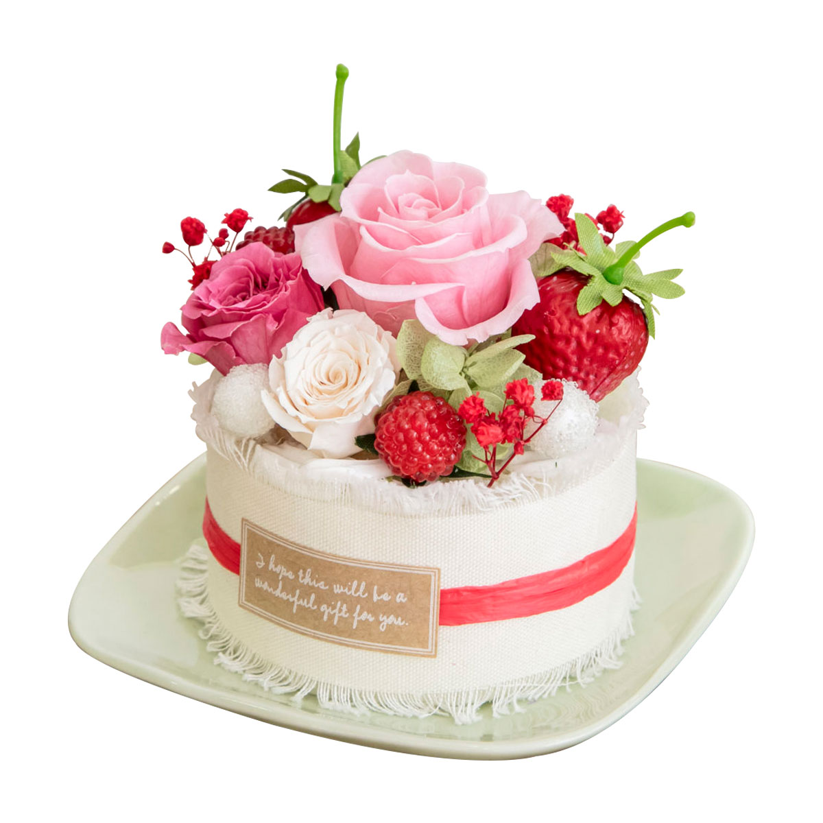 プリザーブドフラワー クリアケース入り プティガトー フラワーケーキ