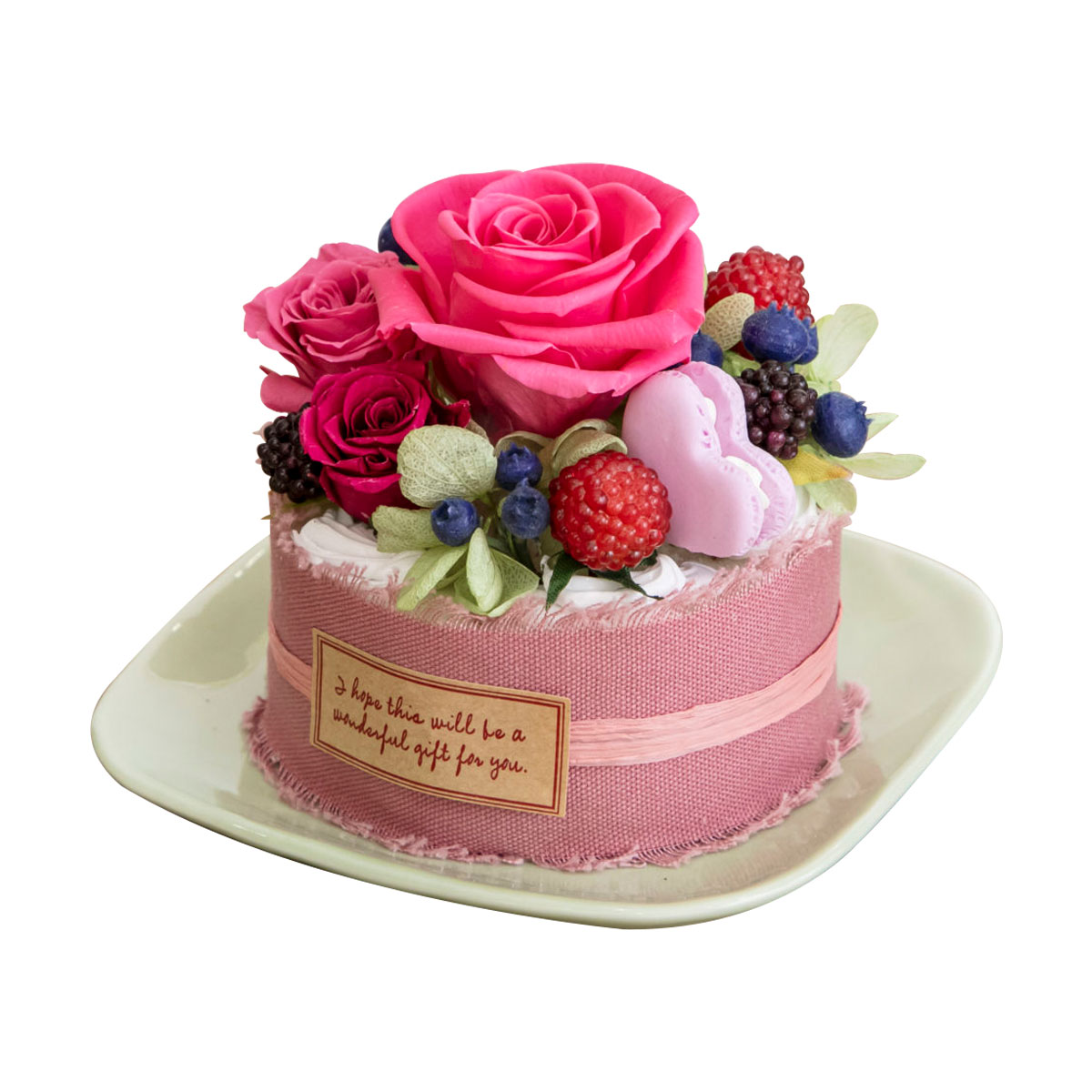 プリザーブドフラワー クリアケース入り プティガトー フラワーケーキ