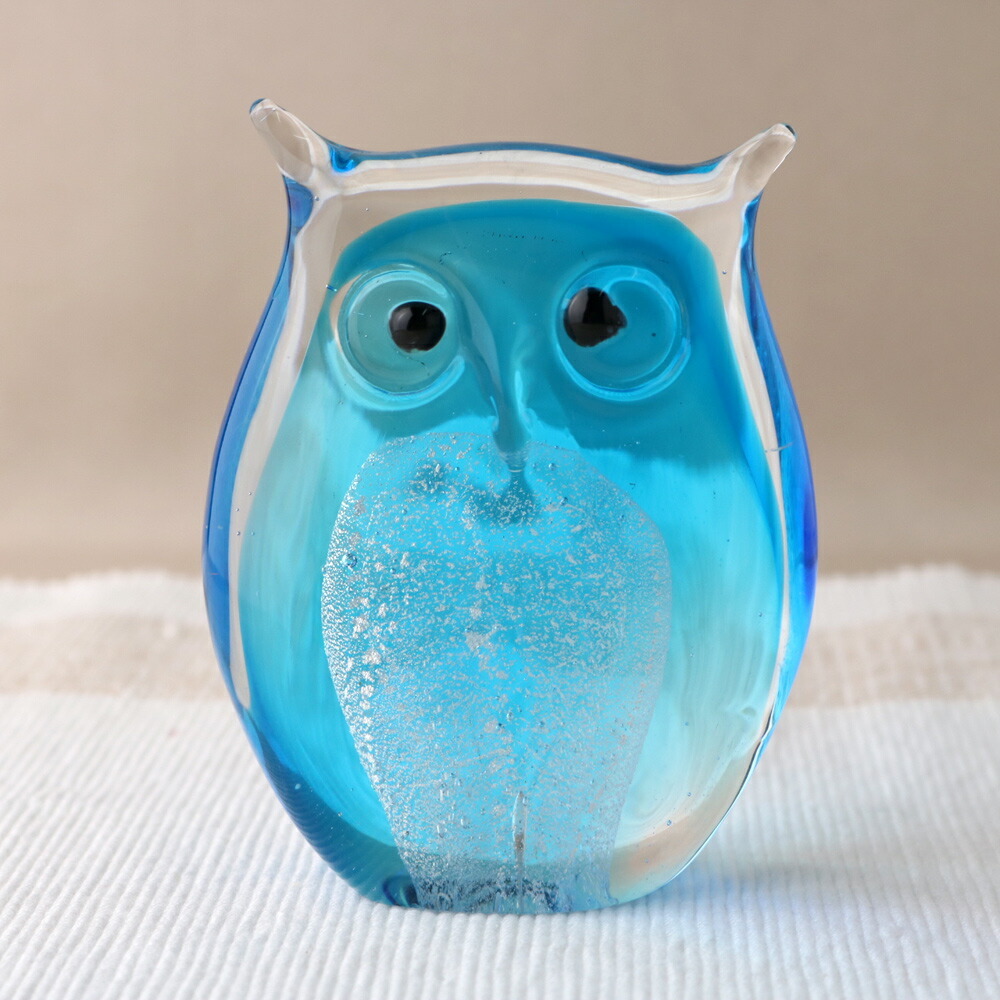 みよし漆器本舗 食洗機対応 手づくり ガラスオブジェ ふくろう