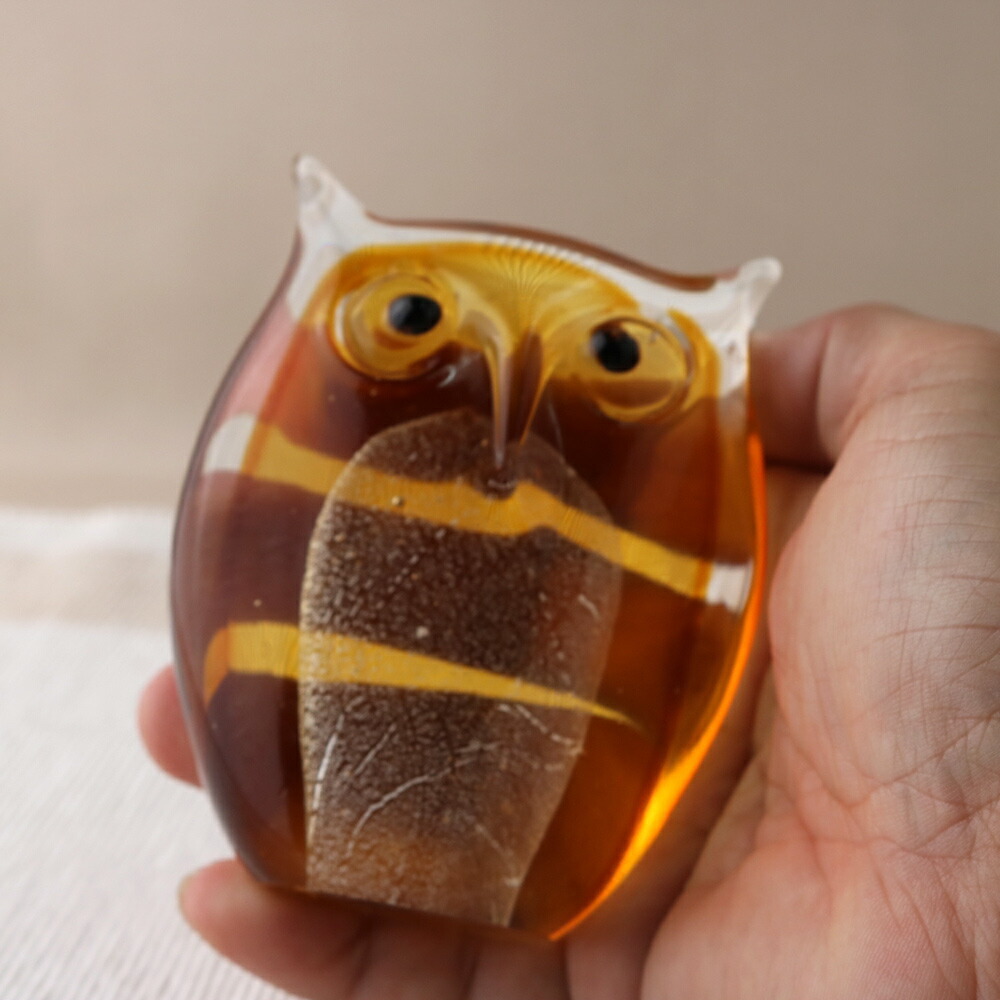 置物 YOKO みよし漆器本舗 食洗機対応 手づくり ガラスオブジェ ふくろう