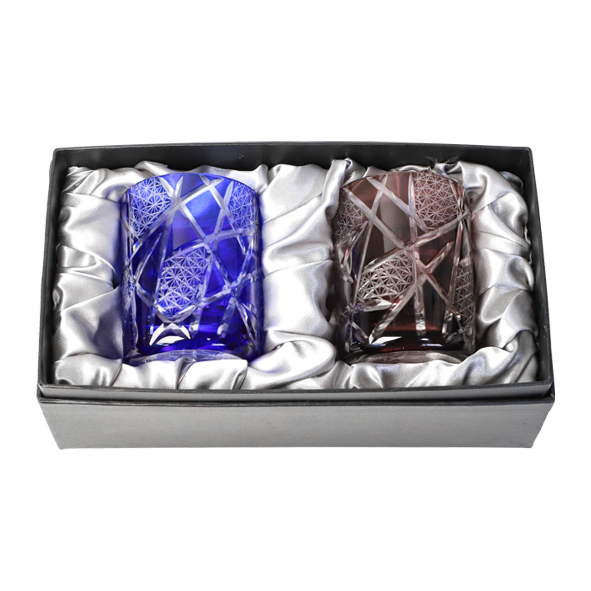 みよし漆器本舗 10%OFF 切子グラス ペアセット 210ml 黒ギフトボックス