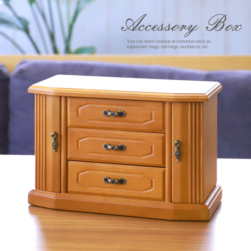 木製 レトロ ジュエリーボックス アクセサリー収納ケース 鏡付 ジュエリーボックス アクセサリーケース 木製 ミラー付き 鏡 収納 大