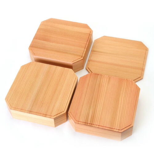 みよし漆器本舗 秋田杉 6.5寸 隅切三段重箱 内朱 大館工芸社 日本製 三