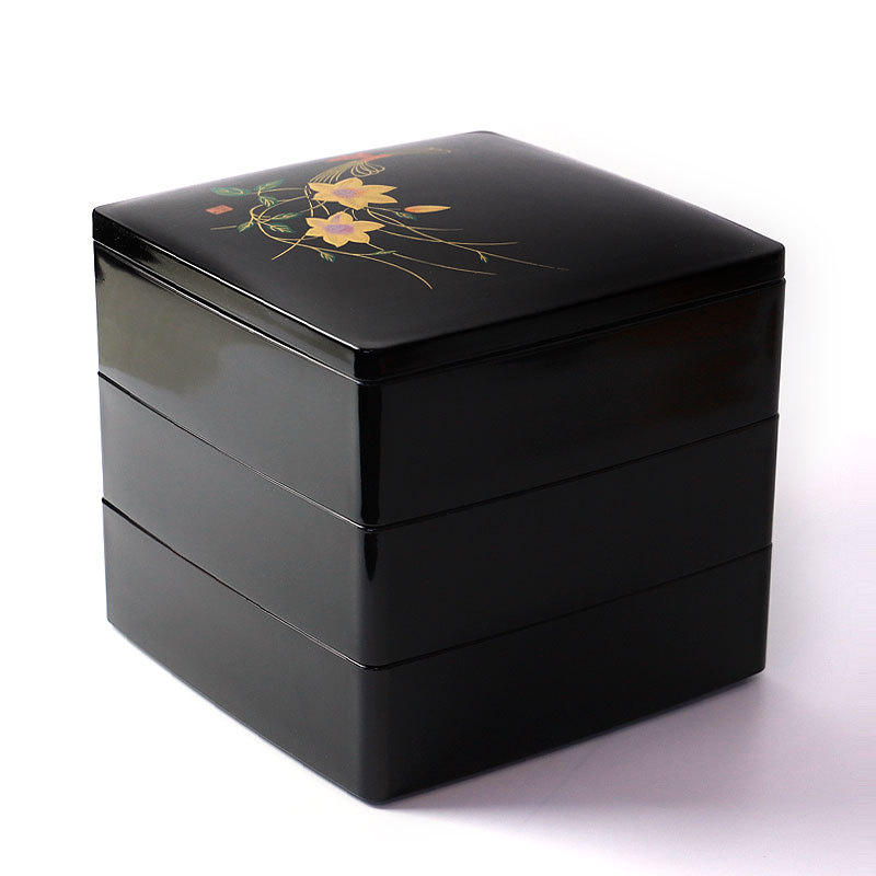 みよし漆器本舗 重箱 3段 6.5寸(19.7cm) 三段重箱 お重箱内朱 鉄仙