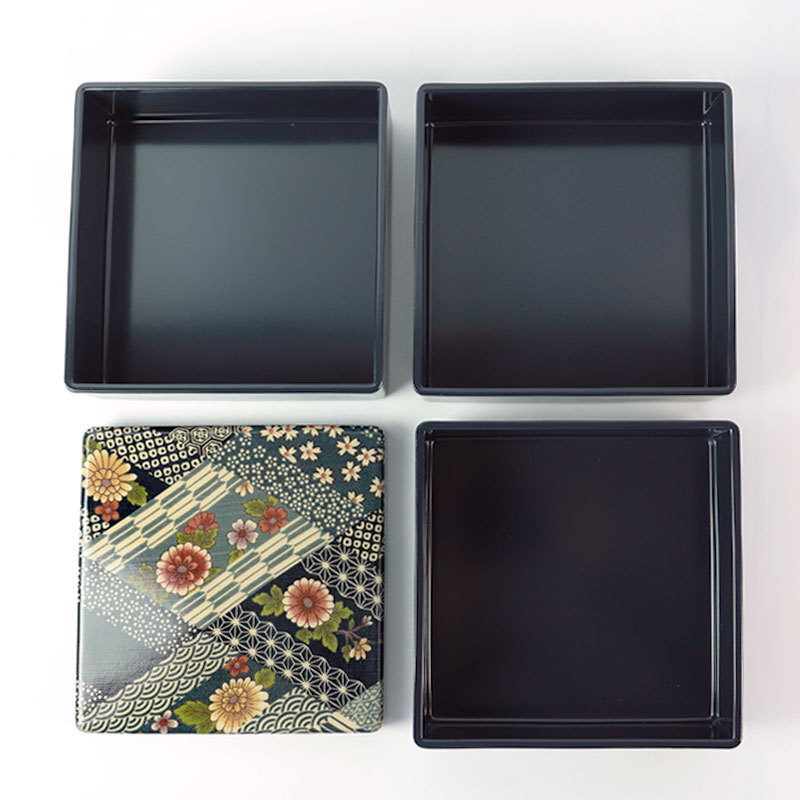 みよし漆器本舗 重箱 ミニ 3段 4.5寸(13.6cm) 三段重箱 花菱 お重箱