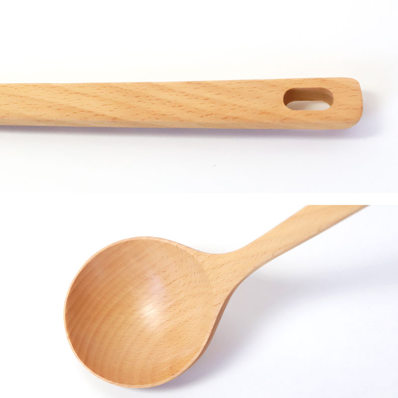 みよし漆器本舗 ブナの木 お玉 浅め 25cm 天然木製 白木 シンプル