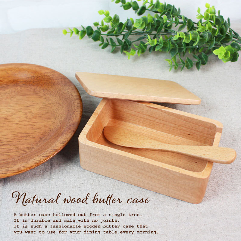 みよし漆器本舗 10％OFF 木製バターケース 天然木製 15cm バターナイフ