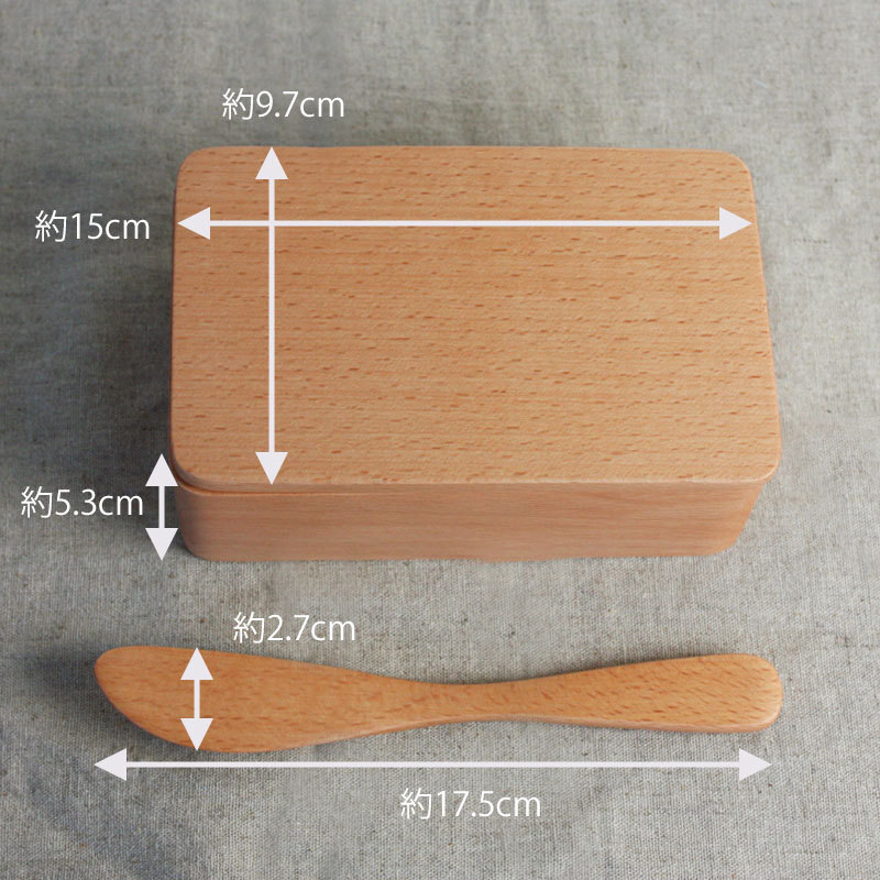 みよし漆器本舗 木製バターケース 天然木製 15cm バターナイフ付