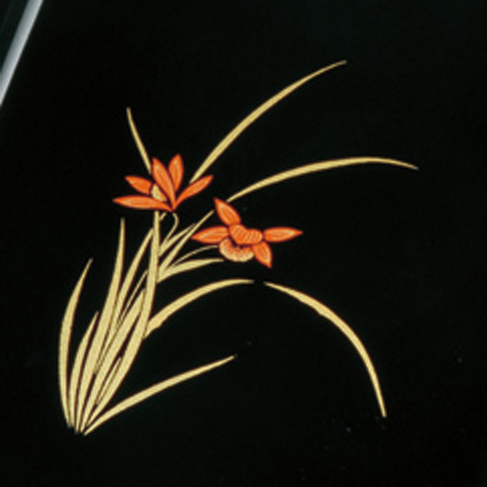 おぼん漆器 金箔のお盆 扇子と花の模様 おぼん漆器 金箔のお盆 扇子と花の模様 おぼん漆器 金箔の