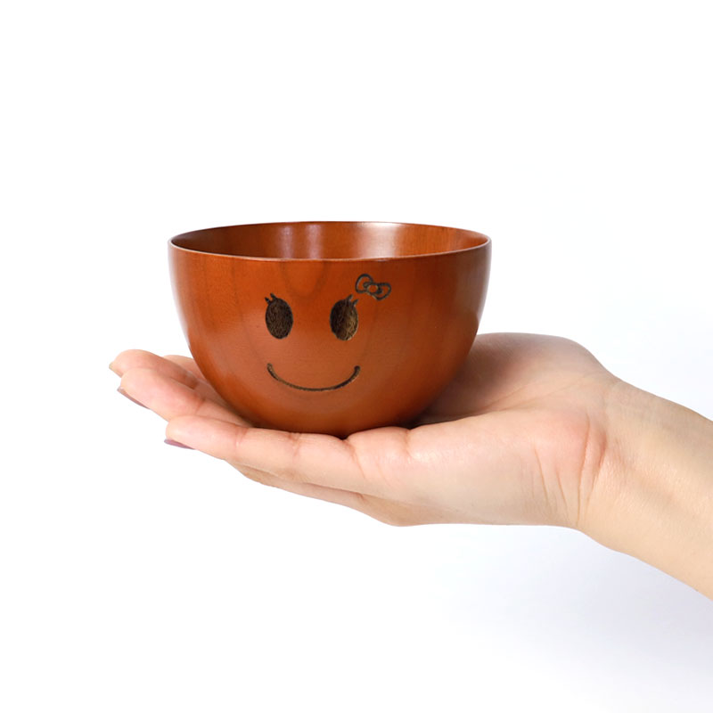 みよし漆器本舗 天然木製 ニコニコすもーるボール 直径10cm 木目 漆