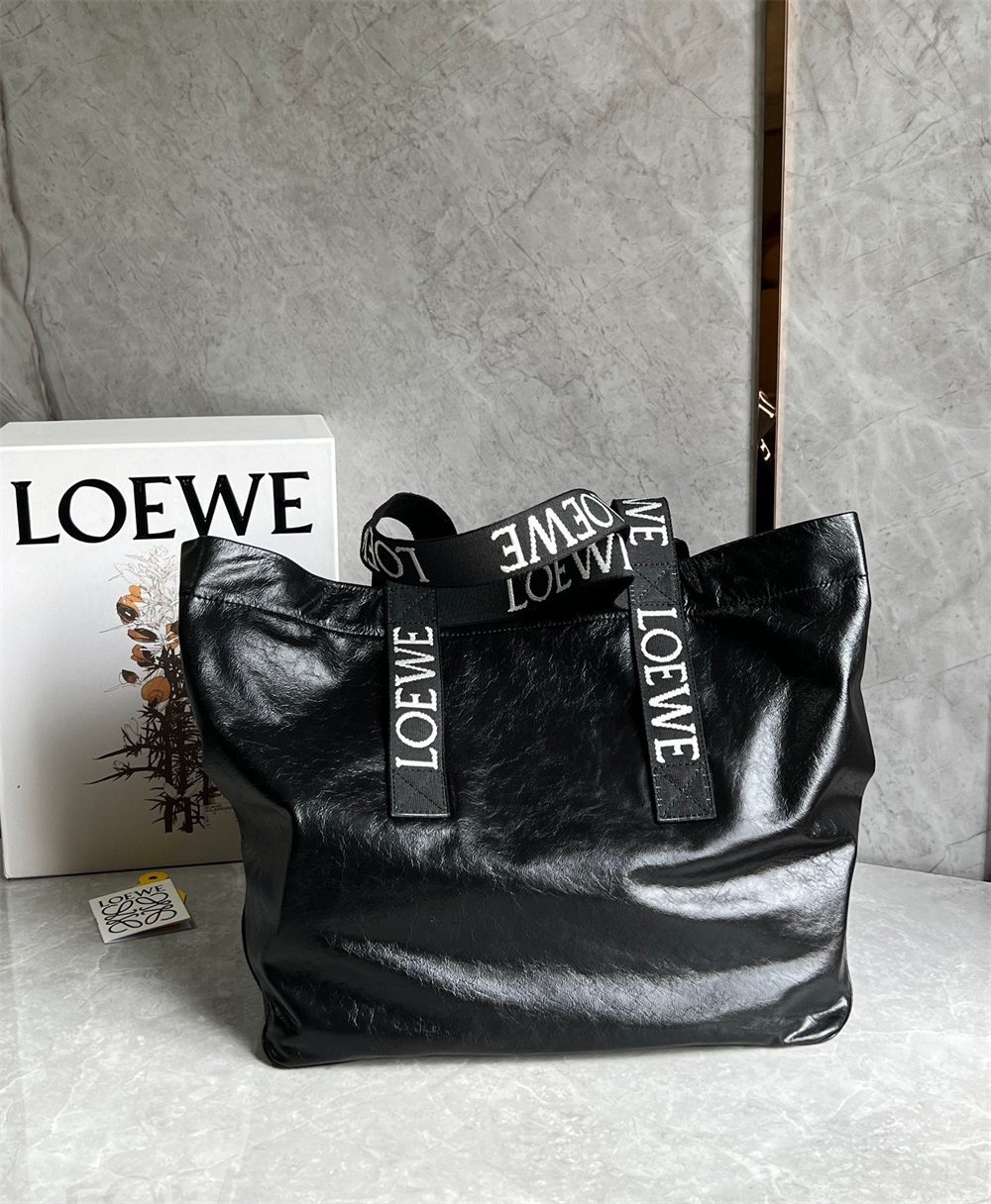 LOEWE ロエベ トートバッグ loewe Fold shopper フォールドショッパー カーフスキン トート バック 新品 ペーパーカーフ 黒 2023新作 送料無料｜miyukigahara-store｜02