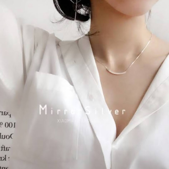 ネックレス レディース シンプル シルバーネックレス silver925 スマイルライン プレート 小豆チェーン おしゃれ 可愛い 韓国 |  | 03