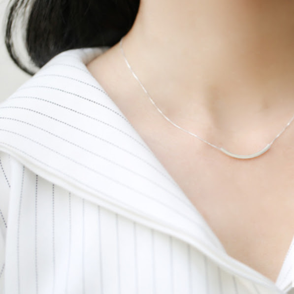 ネックレス レディース シンプル シルバーネックレス silver925 スマイルライン プレート 小豆チェーン おしゃれ 可愛い 韓国 |  | 08