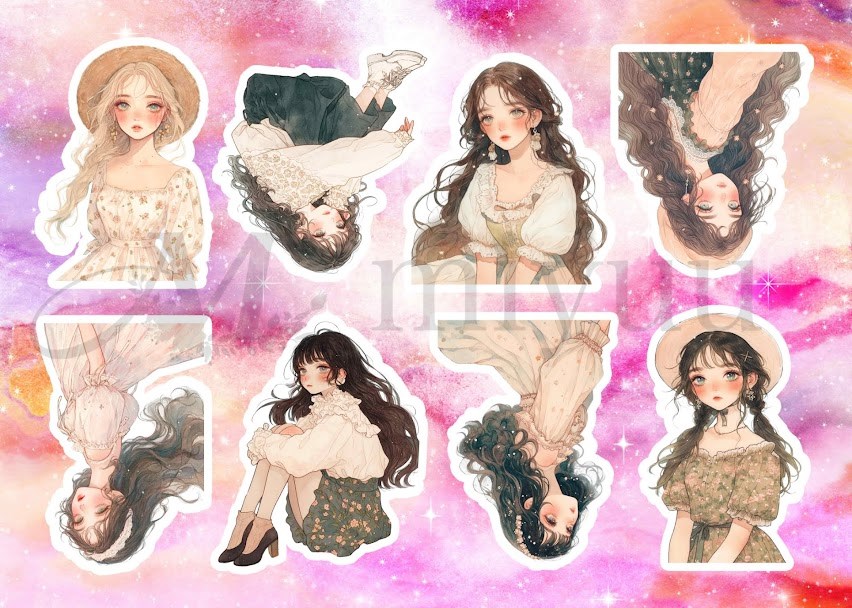 a4デザインペーパー コラージュシート コラージュペーパーセット ペーパークラフト用紙 ラッピングペーパー デザインペーパー 素材紙 セット 人物 女の子 |  | 06
