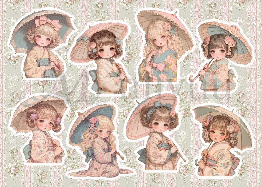 コラージュシート 素材紙 a4デザインペーパー 人物 女の子 デザイン