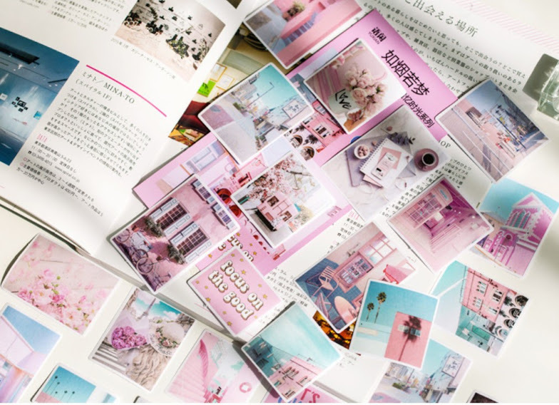 フレークシール 韓国 海外 マステ コラージュ 韓国雑貨 スクラップブッキング おすそ分け ジャンクジャーナル 風景 写真 シール ステッカー コラージュ素材｜miyuu-store｜03