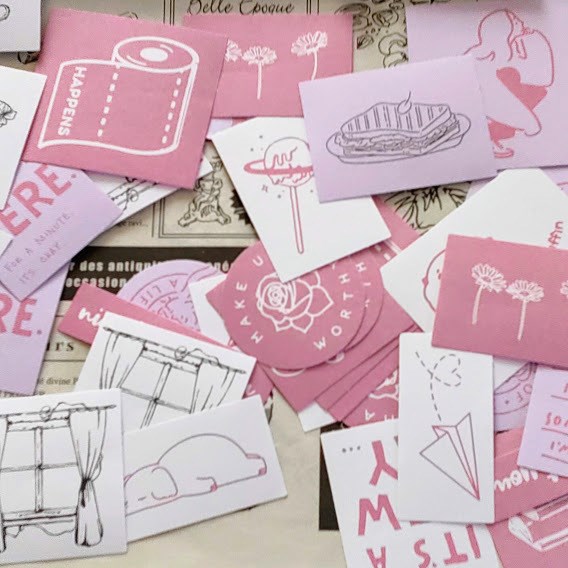 コラージュ素材 シール 海外 韓国風 手書き イラスト風 フレークシール