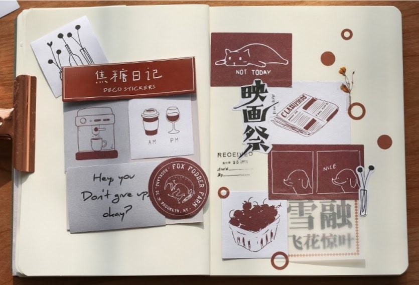 コラージュステッカーシール 海外 韓国風 手書き イラスト風 フレーク