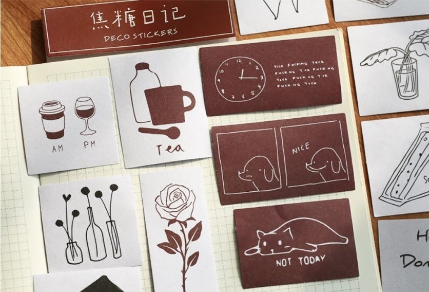 コラージュステッカーシール 海外 韓国風 手書き イラスト風 フレークシール ステッカー シール コラージュ 韓国雑貨 スクラップブッキング ジャンクジャーナル |  | 02