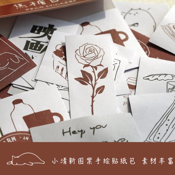 コラージュステッカーシール 海外 韓国風 手書き イラスト風 フレークシール ステッカー シール コラージュ 韓国雑貨 スクラップブッキング ジャンクジャーナル |  | 03