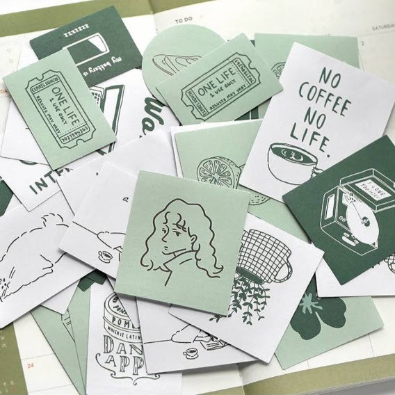 シール きれいめコラージュ ステッカー おしゃれ 韓国 フレークシール