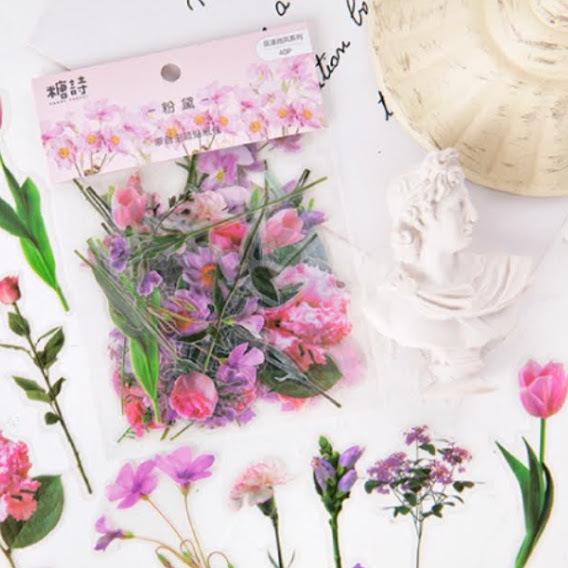 フレークシール 花 シール ボタニカル 花柄 PET素材 シールセット 植物 素材 ジャンクジャーナル コラージュ ラッピング 海外雑貨 海外 ドライフラワー｜miyuu-store｜04