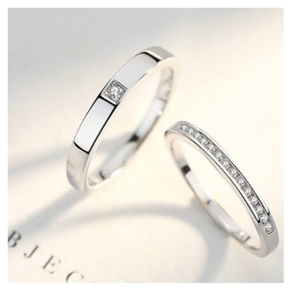 ペアリング カップル 2点セット フリーサイズ シルバー 925 CZ
