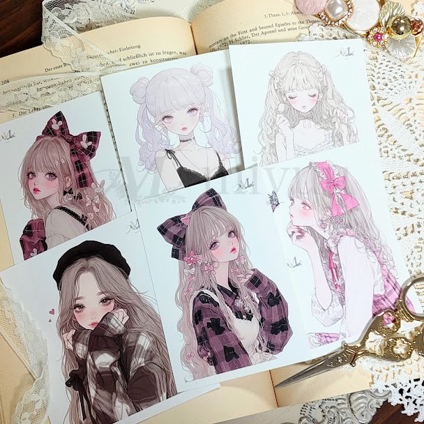 コラージュシール人物 シールセット 女の子 大容量 女の子ステッカー