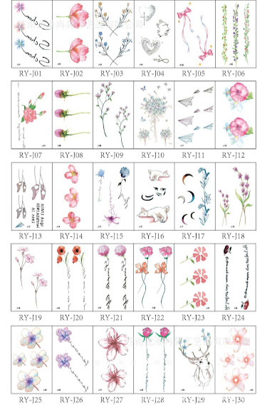 タトゥーシール 花 セット ボディーペイント ボディーシール ボディステッカー ファッションシール ボタニカル 花 ins風 韓国 かわいい おしゃれ レディース 猫 |  | 03