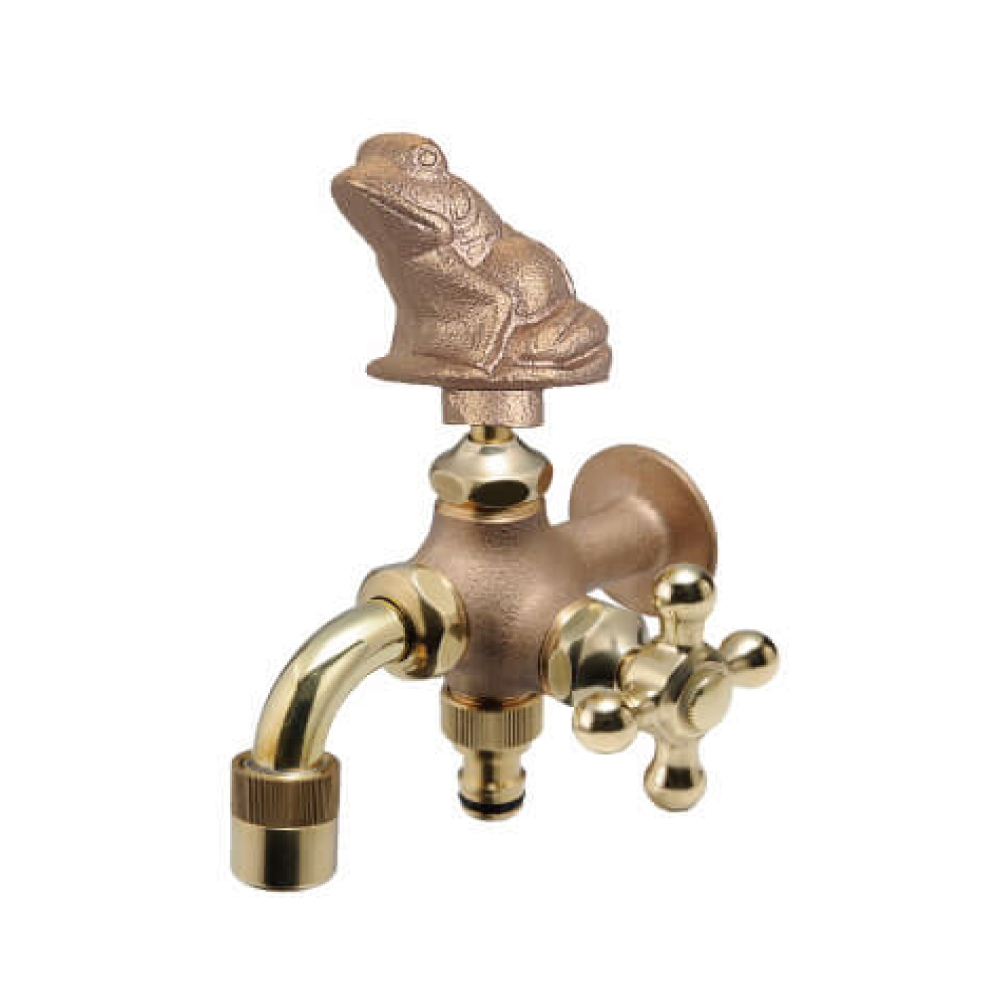 水生活製作所 蛇口 二股 双口 二口万能胴長水栓 交換 簡単 カエル 蛙