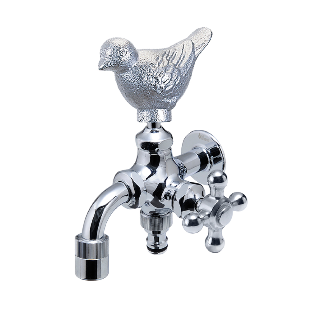 水生活製作所 動物蛇口 鳥 水栓 二股 二口万能胴長水栓 すずめ 二股 双