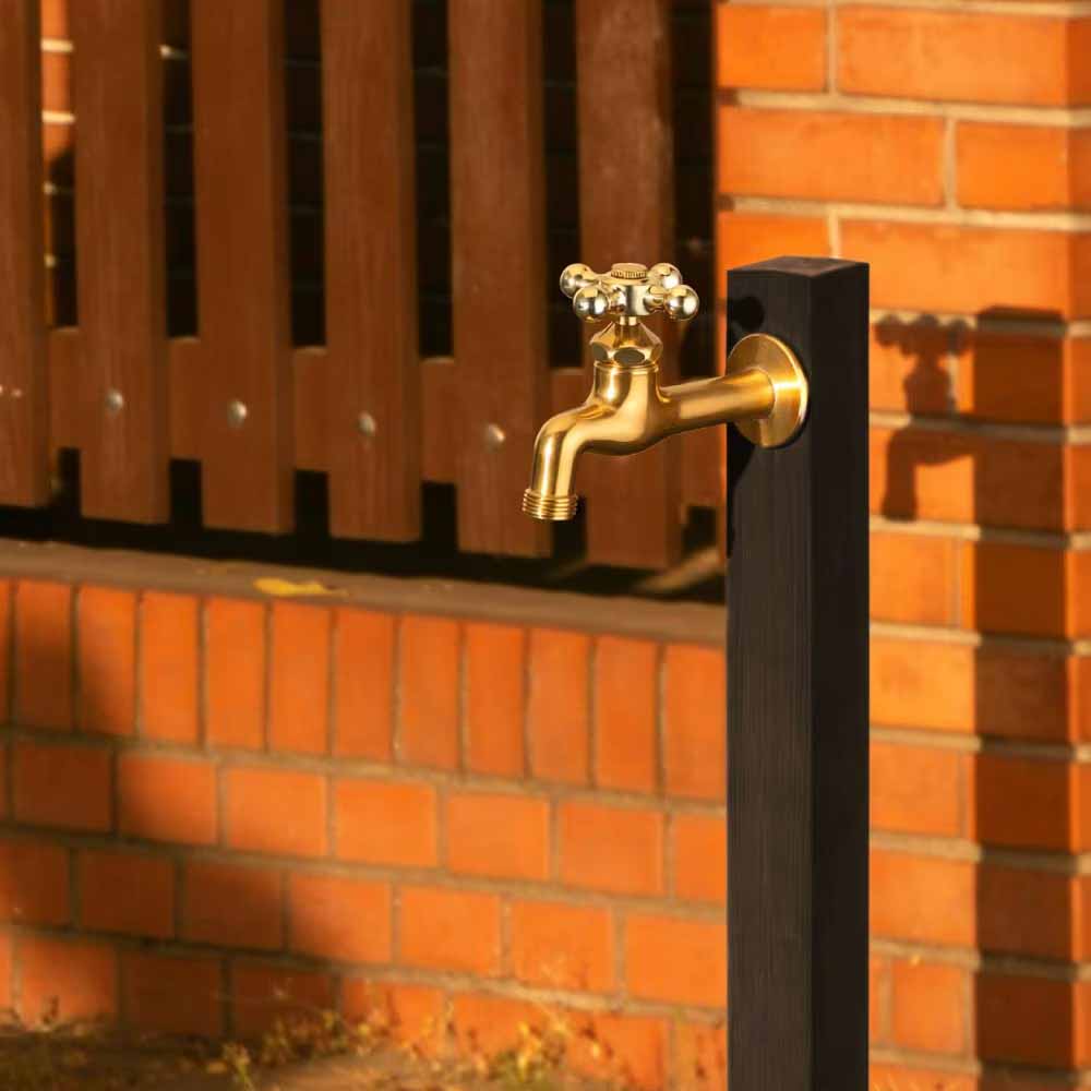 水生活製作所 立水栓 おしゃれ 木目水栓柱 古木(こぼく) ダーク