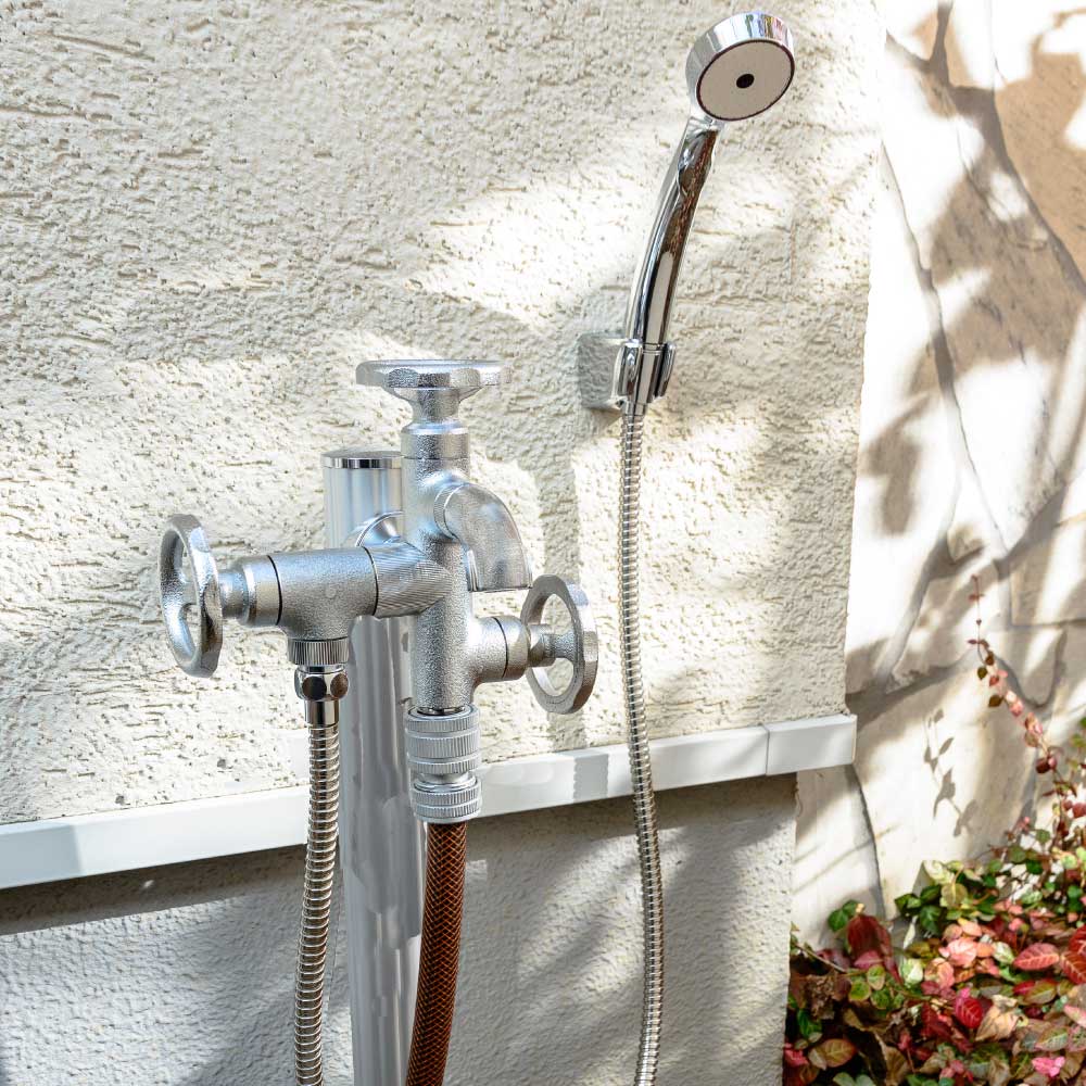 ガーデン 外 庭 屋外 シャワー ホース シャワーヘッド シャワーホース  水栓 蛇口 メッキ 水生活製作所 公式 日本製 G216SHS-M｜mizsei｜03