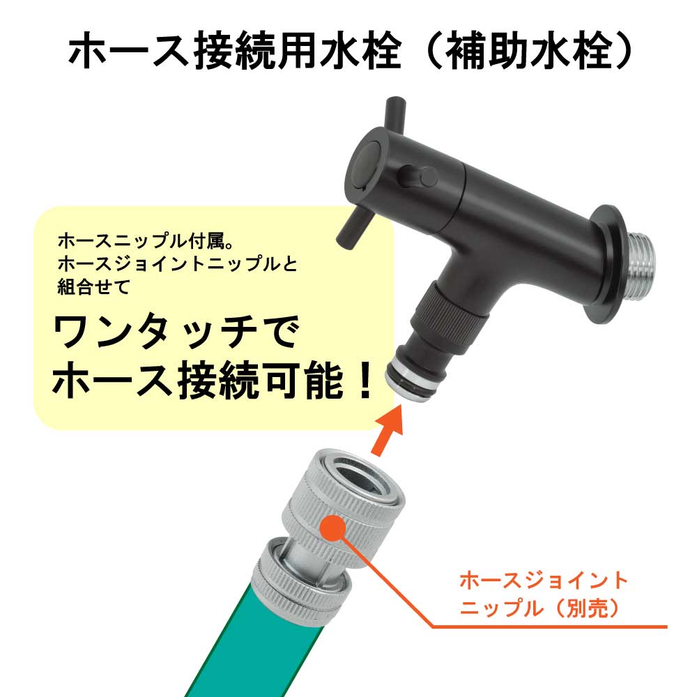 水生活製作所 ホース接続水栓 横水栓 ラモミニ ニップル マット 