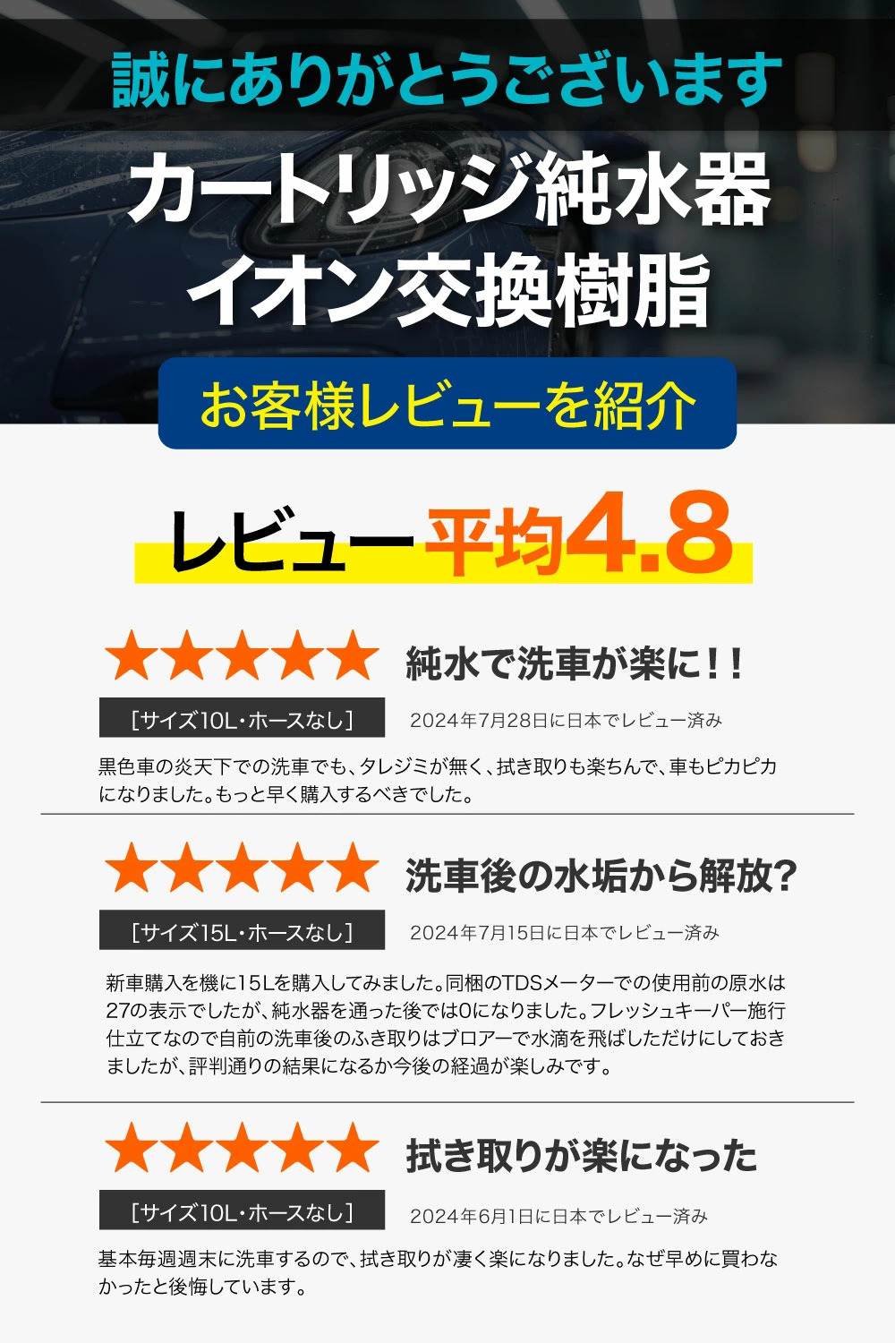 サンエイ化学 カートリッジ 純水器 10L スタンダードタイプ TDS