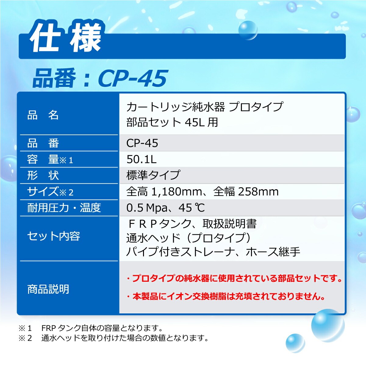 サンエイ化学 カートリッジ純水器 45L プロタイプ 部品セット CP-45 純