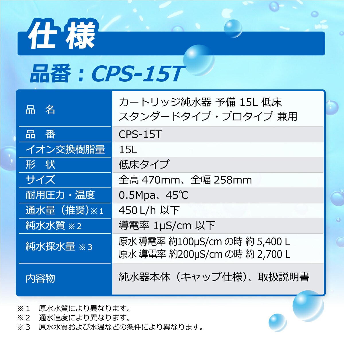 サンエイ化学 カートリッジ純水器 15L 予備純水器 スタンダードタイプ