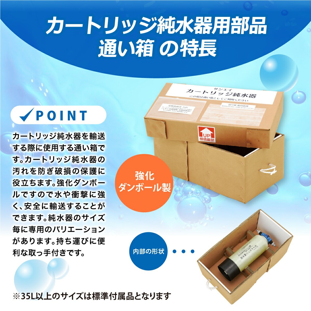 サンエイ化学 カートリッジ純水器 15L用 通い箱 低床タイプ用 KB-15T｜mizu-syori｜02