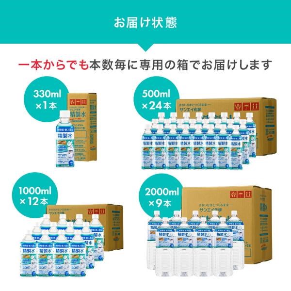 サンエイ化学 精製水 2l 呼吸器用 2L × 9本 cpap 日本薬局方 純水 医療