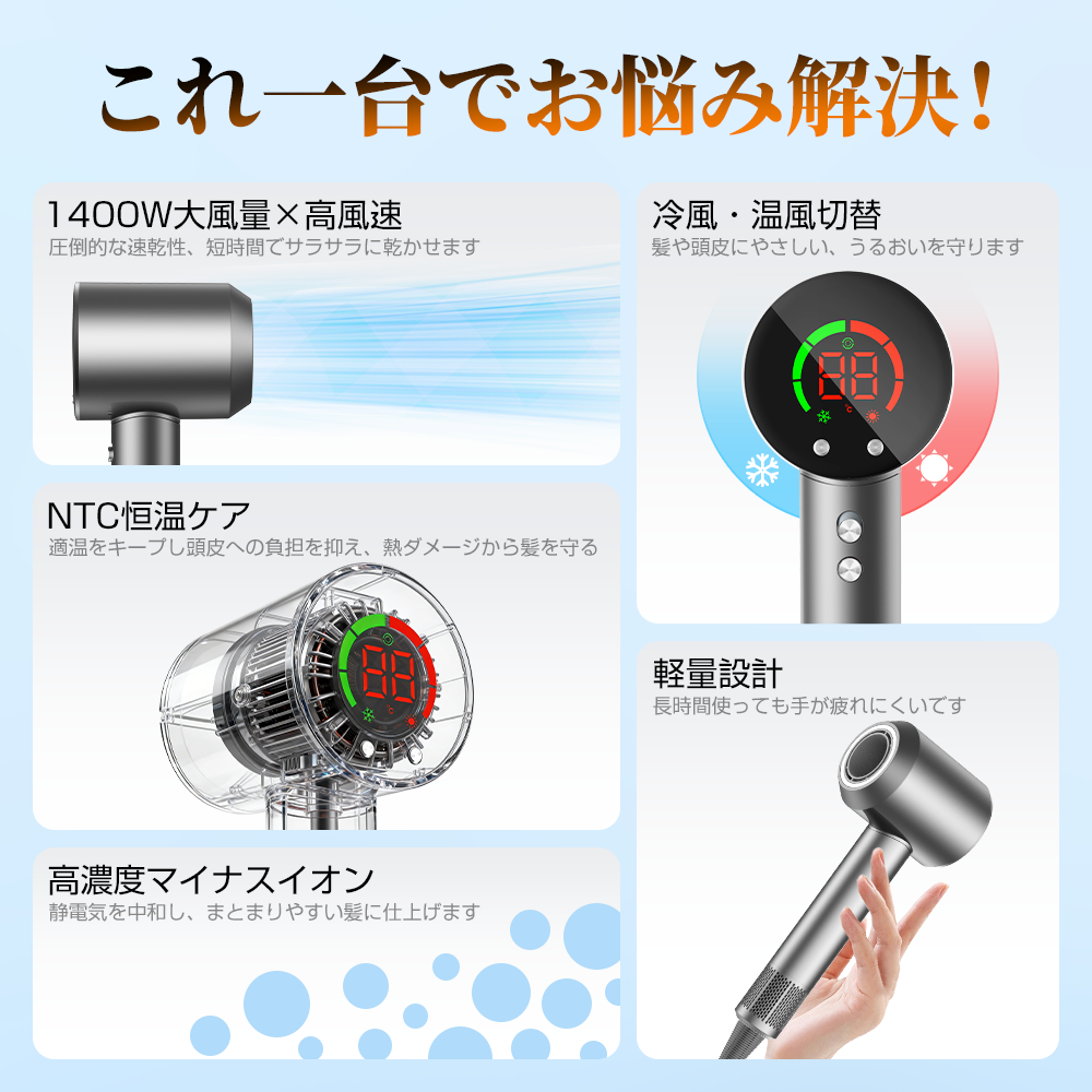 最新モデル2000円OFF】 ドライヤー 高速ドライヤー 低温速乾 大風量