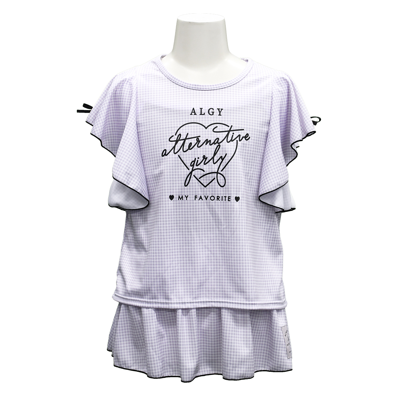 ALGY アルジー ジュニア 水着 女子 子供 130 140 150 160 小学生 中学 中学校 海 Tシャツ付 セパレート スカート セットアップ 4点セット 体型カバー｜mizugituhan｜03