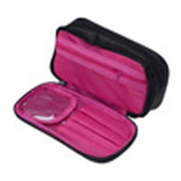 ⭐️化粧ポーチのみ❣️使いやすい がばっと開く 化粧ポーチ(ブラック/ピンク) コスメポーチ 大容量 使いやすい 機能的 メイクポーチ 化粧ポーチ