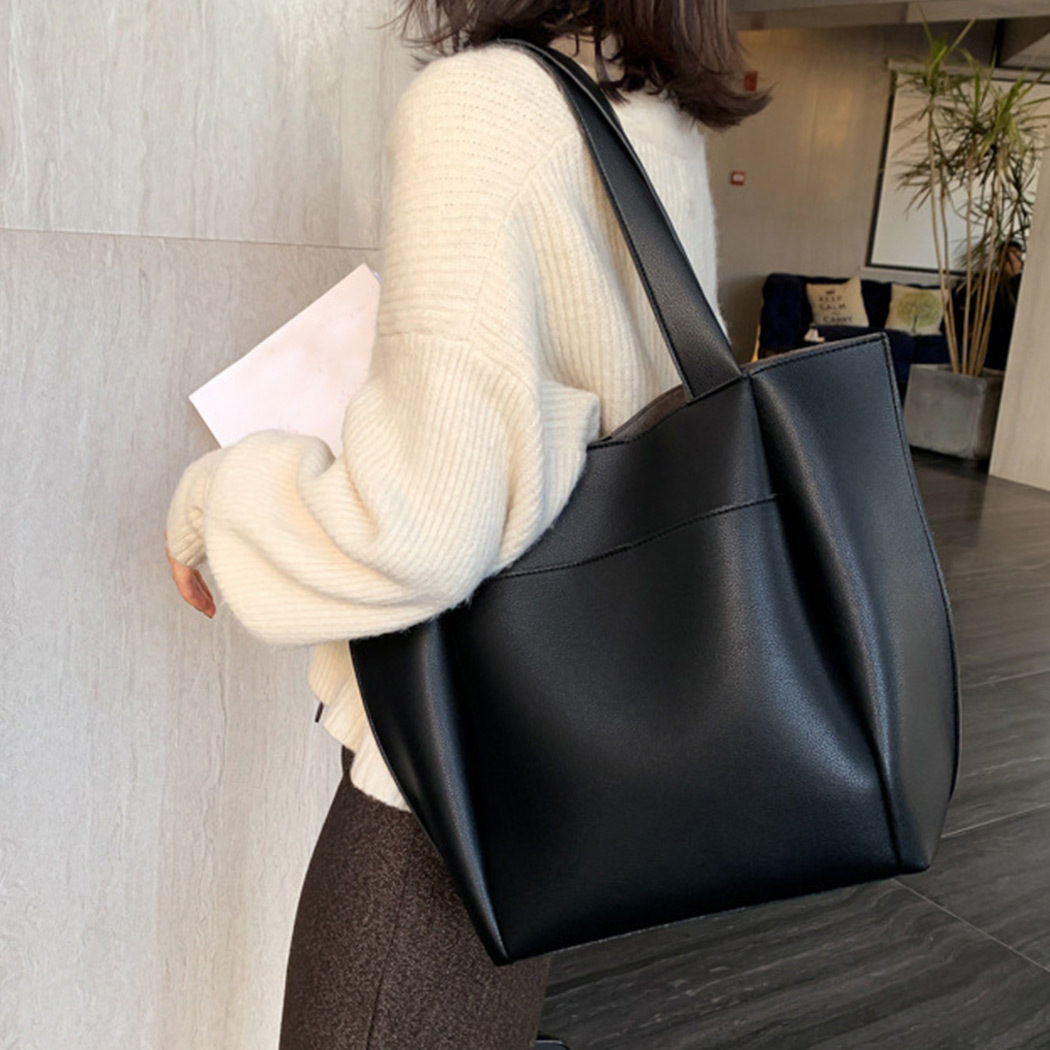 激安！BHPC トートバック ビジネスバッグA4ショルダーバッグ 黒×茶ブラック トートバッグ メンズ 大きめ 通販 ビジネスバッグ トートバック