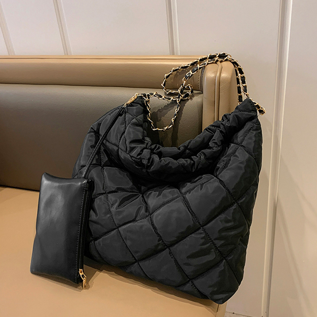 憧れ キルティング バッグ レディース 大容量 ポーチ付き 2点セット Bag