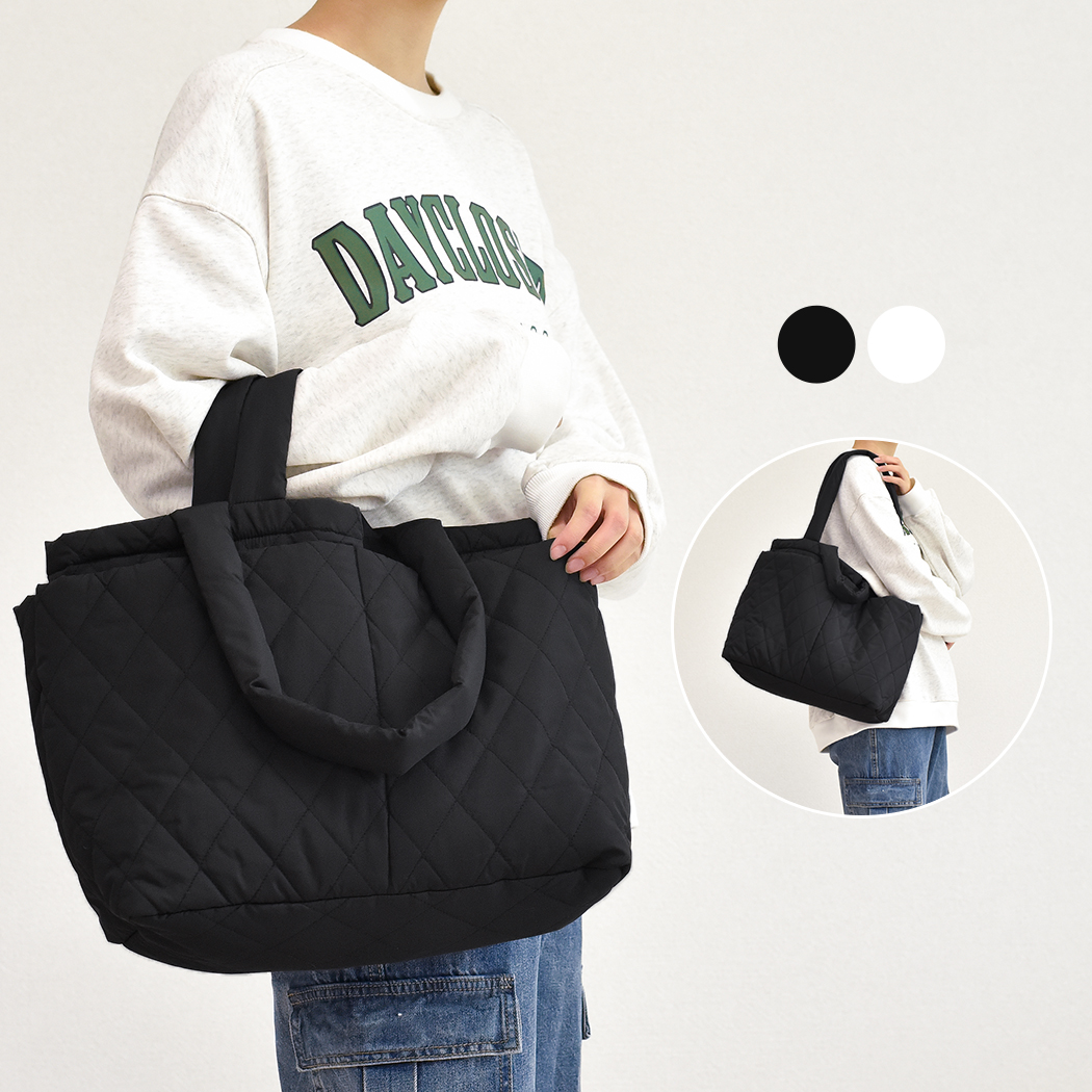 キルティング トート ハンドバッグ 2way ハンドル 大容量 レディース